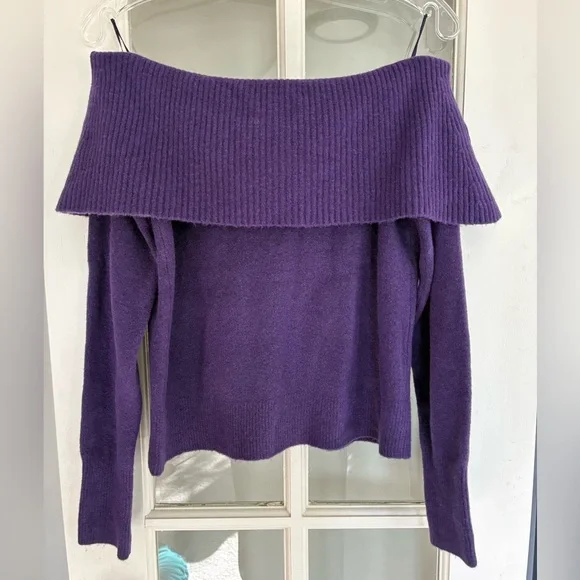 NWT Express Purple Off-Shoulder Sweater - Picture 2 of 4
